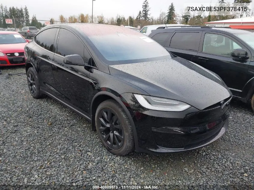 2023 Tesla Model X Dual Motor All-Wheel Drive/Standard Range VIN: 7SAXCBE53PF378415 Lot: 40809573