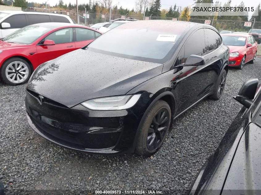 2023 Tesla Model X Dual Motor All-Wheel Drive/Standard Range VIN: 7SAXCBE53PF378415 Lot: 40809573