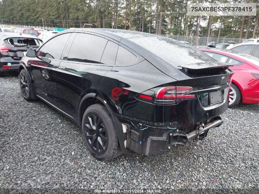 2023 Tesla Model X Dual Motor All-Wheel Drive/Standard Range VIN: 7SAXCBE53PF378415 Lot: 40809573