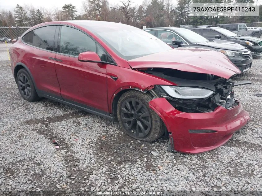 2023 Tesla Model X Dual Motor All-Wheel Drive/Standard Range VIN: 7SAXCAE58PF415243 Lot: 40819927