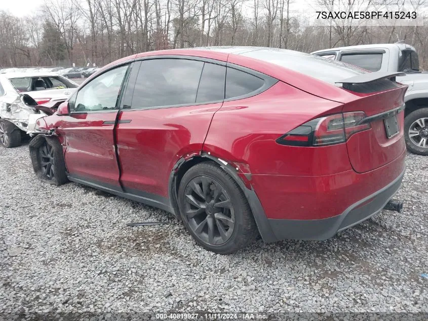 2023 Tesla Model X Dual Motor All-Wheel Drive/Standard Range VIN: 7SAXCAE58PF415243 Lot: 40819927