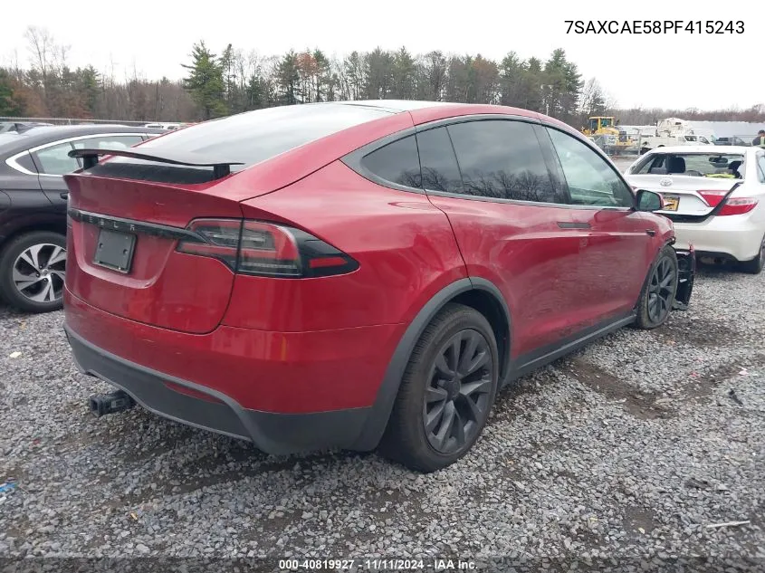 2023 Tesla Model X Dual Motor All-Wheel Drive/Standard Range VIN: 7SAXCAE58PF415243 Lot: 40819927