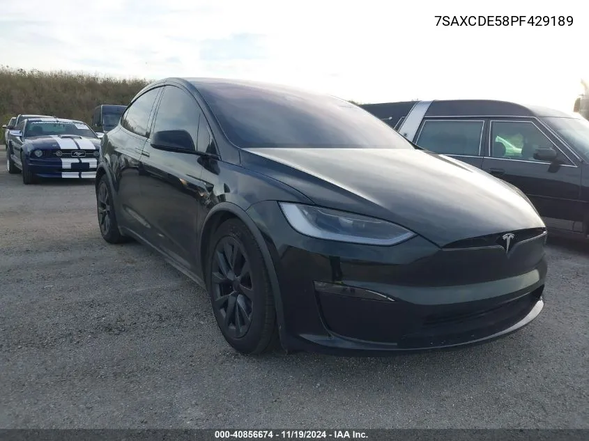 2023 Tesla Model X Dual Motor All-Wheel Drive/Standard Range VIN: 7SAXCDE58PF429189 Lot: 40856674