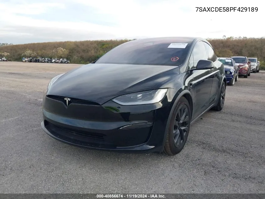 2023 Tesla Model X Dual Motor All-Wheel Drive/Standard Range VIN: 7SAXCDE58PF429189 Lot: 40856674