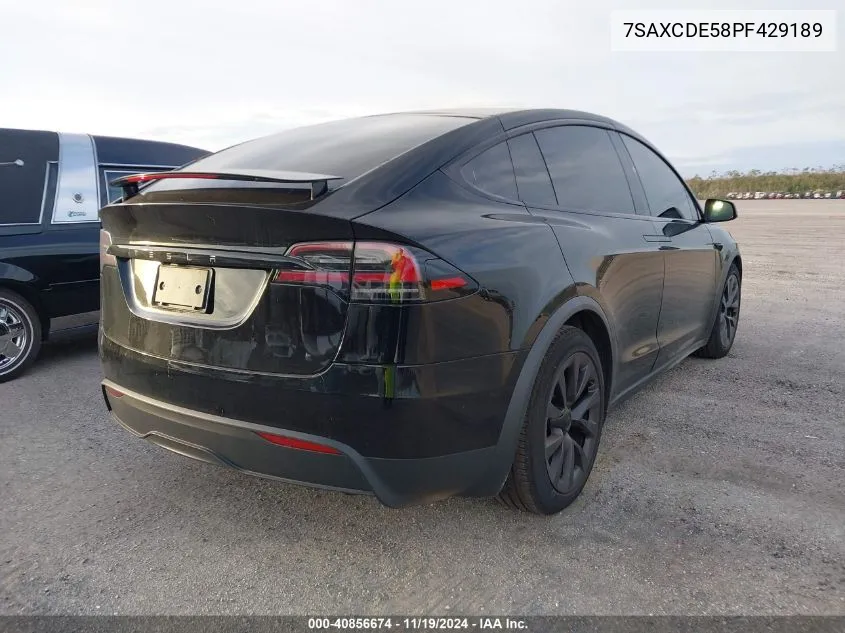 2023 Tesla Model X Dual Motor All-Wheel Drive/Standard Range VIN: 7SAXCDE58PF429189 Lot: 40856674