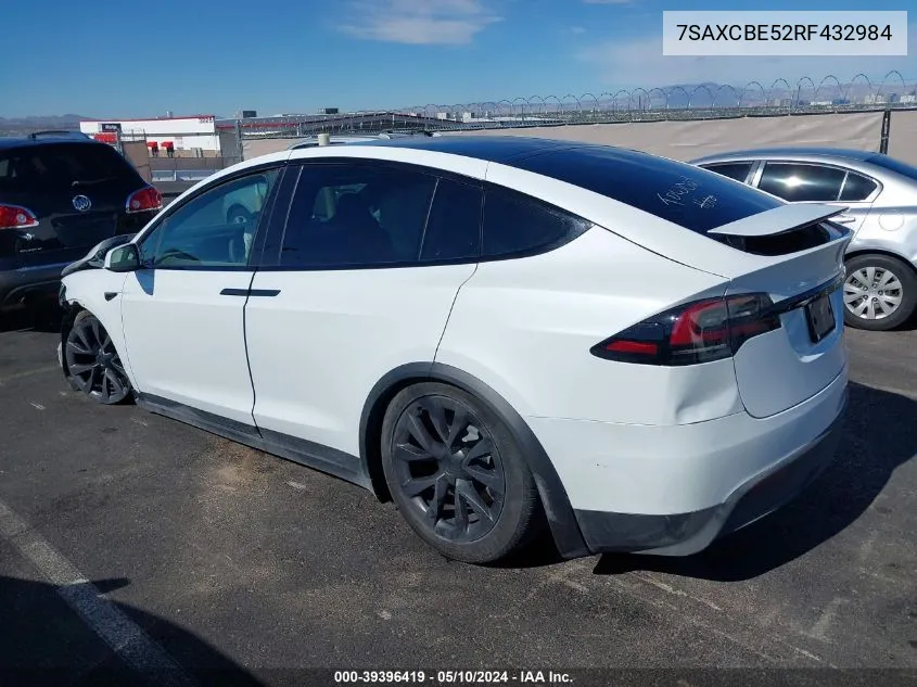 2024 Tesla Model X Long Range VIN: 7SAXCBE52RF432984 Lot: 39396419