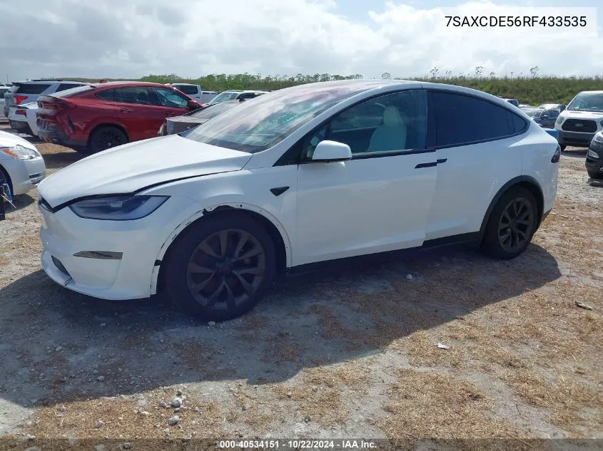 2024 Tesla Model X Long Range VIN: 7SAXCDE56RF433535 Lot: 40534151