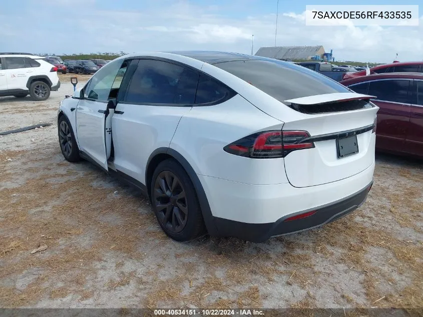 2024 Tesla Model X Long Range VIN: 7SAXCDE56RF433535 Lot: 40534151