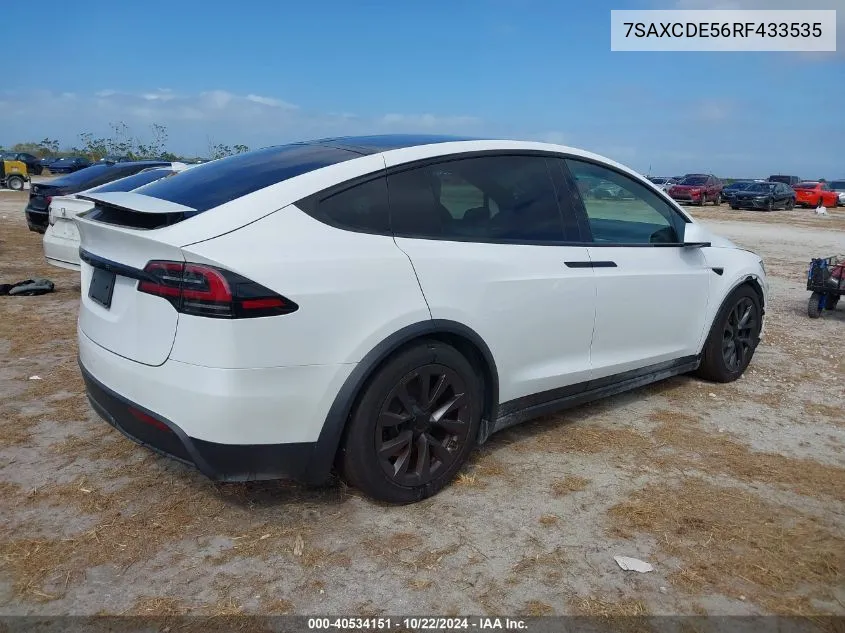 2024 Tesla Model X Long Range VIN: 7SAXCDE56RF433535 Lot: 40534151