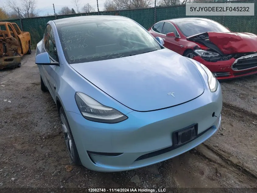 2020 Tesla Model Y VIN: 5YJYGDEE2LF045232 Lot: 12082743