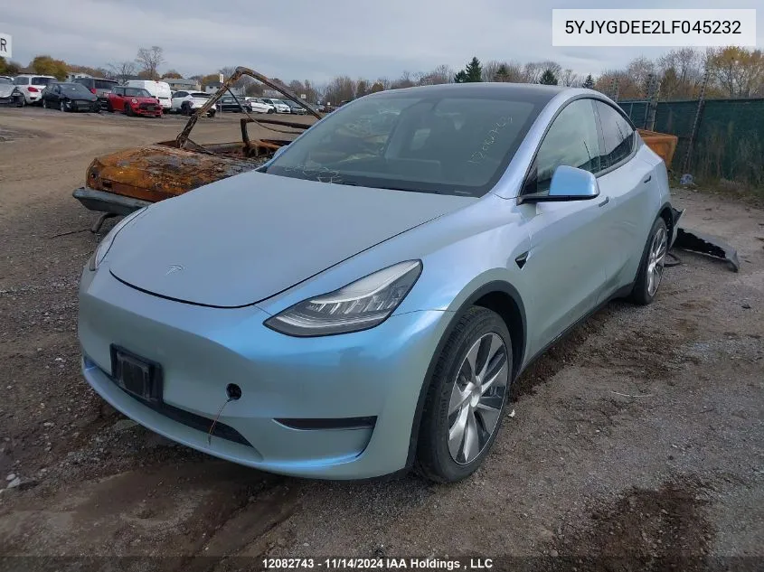 2020 Tesla Model Y VIN: 5YJYGDEE2LF045232 Lot: 12082743