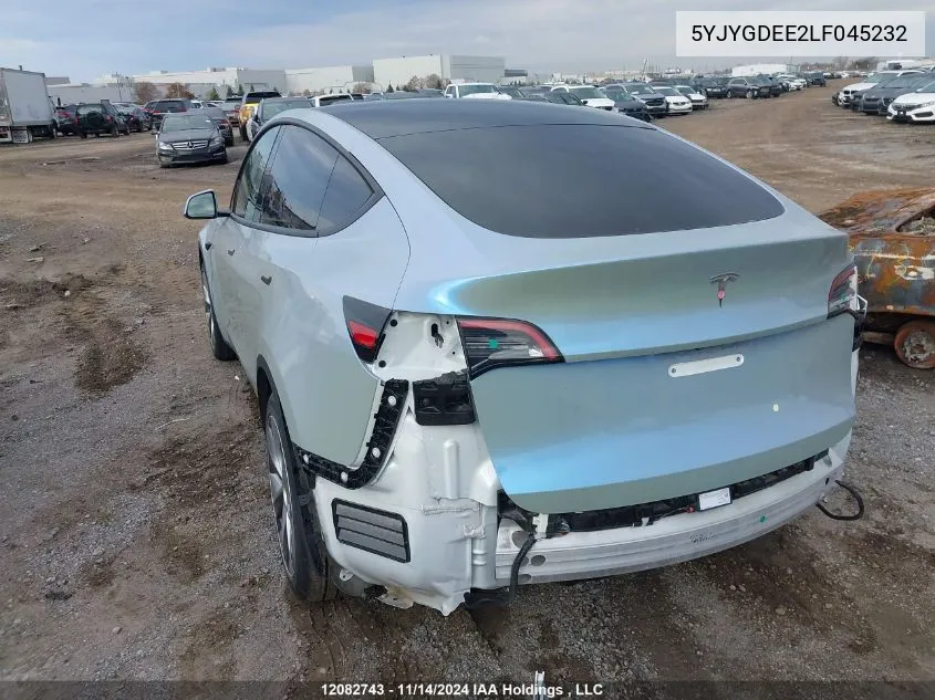 2020 Tesla Model Y VIN: 5YJYGDEE2LF045232 Lot: 12082743