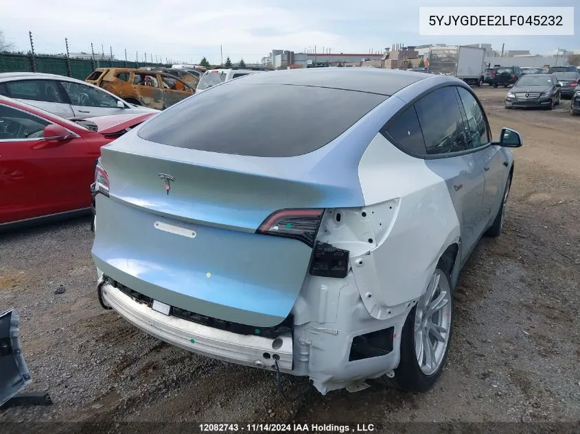 2020 Tesla Model Y VIN: 5YJYGDEE2LF045232 Lot: 12082743