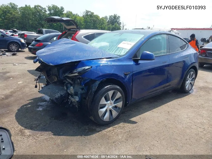 2020 Tesla Model Y Long Range Dual Motor All-Wheel Drive VIN: 5YJYGDEE5LF010393 Lot: 40074036