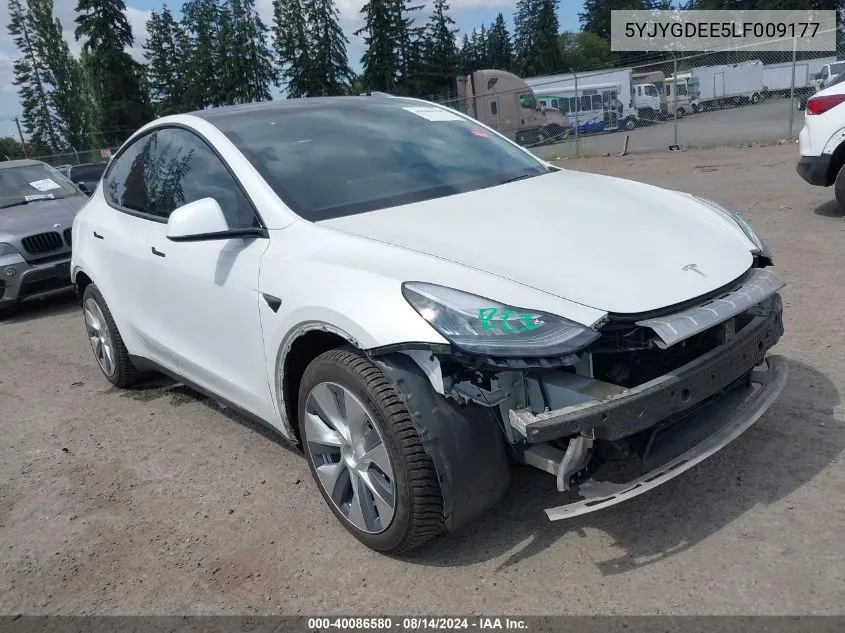 2020 Tesla Model Y Long Range Dual Motor All-Wheel Drive VIN: 5YJYGDEE5LF009177 Lot: 40086580