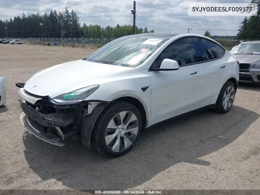 2020 Tesla Model Y Long Range Dual Motor All-Wheel Drive VIN: 5YJYGDEE5LF009177 Lot: 40086580