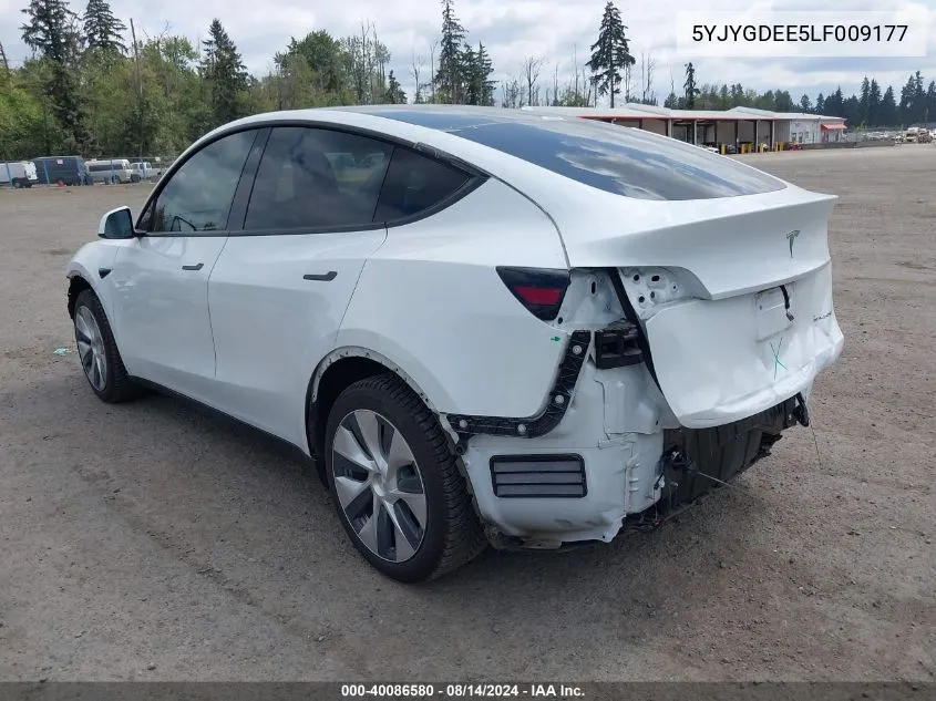 2020 Tesla Model Y Long Range Dual Motor All-Wheel Drive VIN: 5YJYGDEE5LF009177 Lot: 40086580