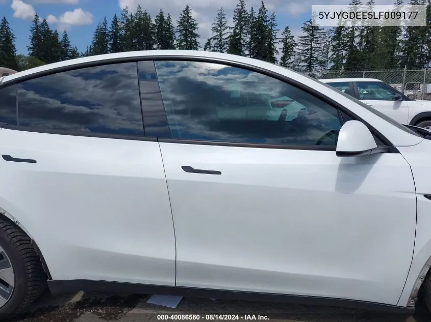 2020 Tesla Model Y Long Range Dual Motor All-Wheel Drive VIN: 5YJYGDEE5LF009177 Lot: 40086580