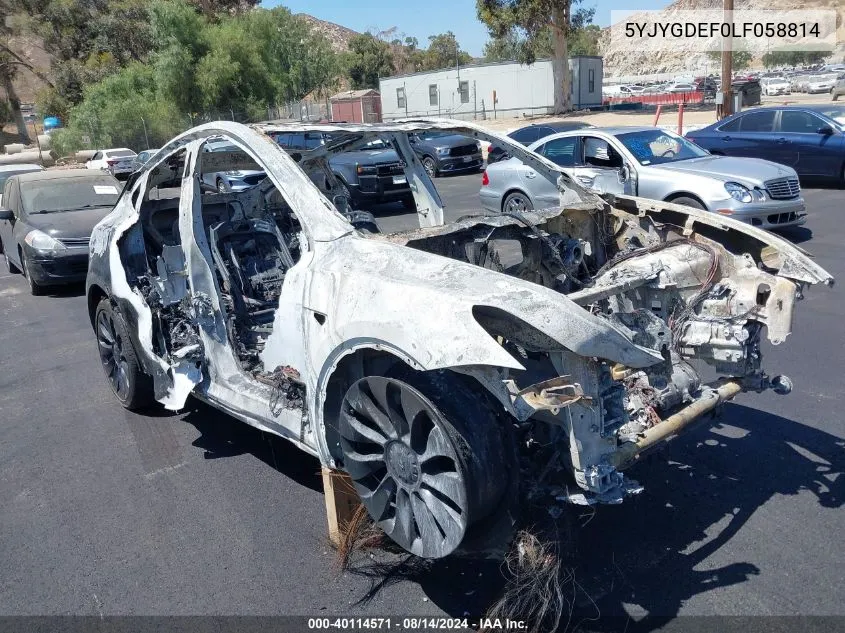 2020 Tesla Model Y Long Range Dual Motor All-Wheel Drive/Performance Dual Motor All-Wheel Drive VIN: 5YJYGDEF0LF058814 Lot: 40114571