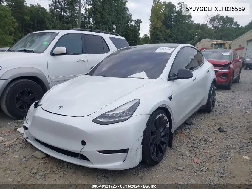 5YJYGDEFXLF025559 2020 Tesla Model Y