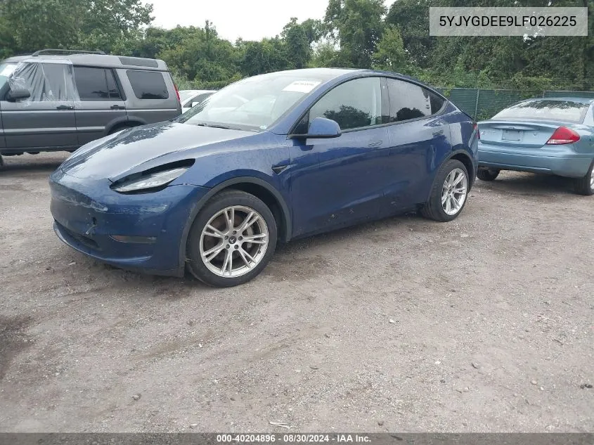 2020 Tesla Model Y Long Range Dual Motor All-Wheel Drive VIN: 5YJYGDEE9LF026225 Lot: 40204896