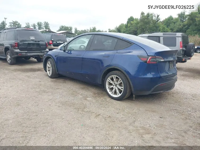 2020 Tesla Model Y Long Range Dual Motor All-Wheel Drive VIN: 5YJYGDEE9LF026225 Lot: 40204896