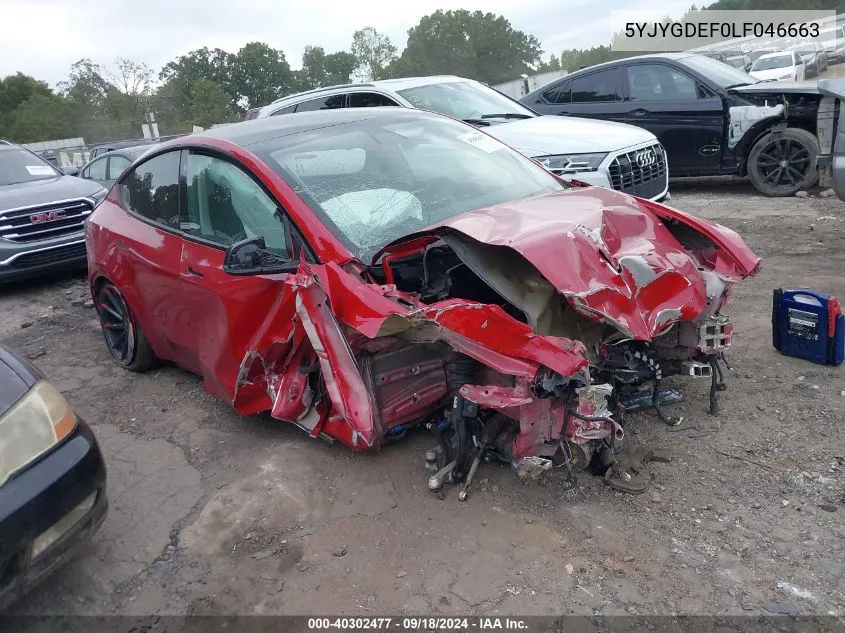 2020 Tesla Model Y VIN: 5YJYGDEF0LF046663 Lot: 40302477