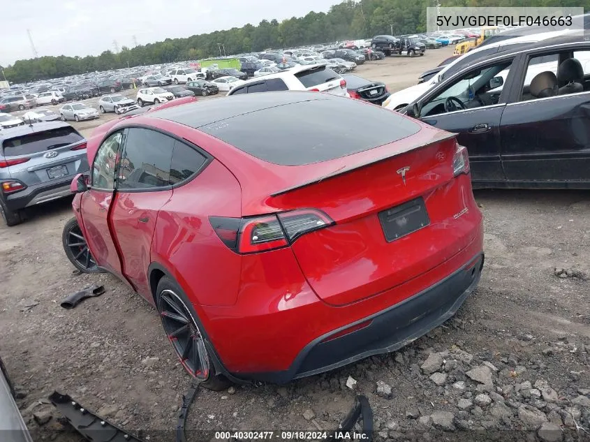 5YJYGDEF0LF046663 2020 Tesla Model Y