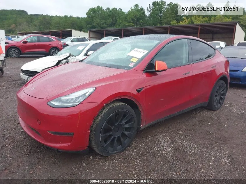 5YJYGDEE3LF012661 2020 Tesla Model Y