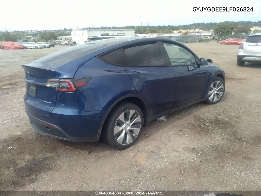 2020 Tesla Model Y Long Range Dual Motor All-Wheel Drive VIN: 5YJYGDEE9LF026824 Lot: 40354633