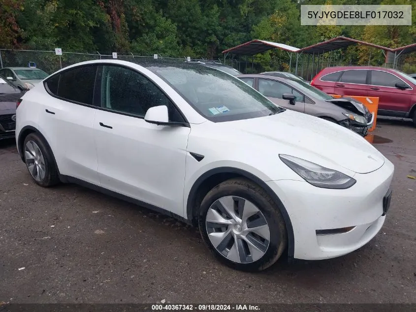 2020 Tesla Model Y Long Range Dual Motor All-Wheel Drive VIN: 5YJYGDEE8LF017032 Lot: 40367342