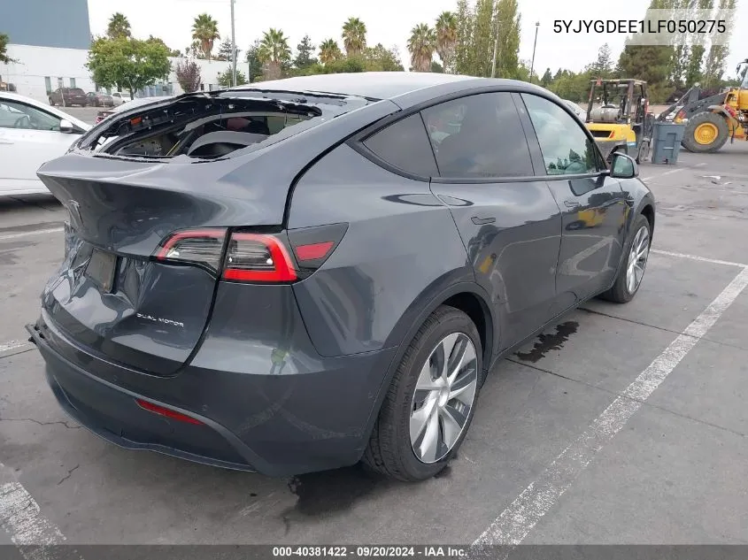 2020 Tesla Model Y Long Range Dual Motor All-Wheel Drive VIN: 5YJYGDEE1LF050275 Lot: 40381422