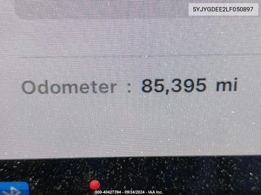 2020 Tesla Model Y VIN: 5YJYGDEE2LF050897 Lot: 40427394