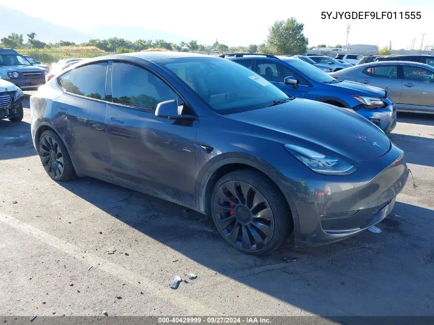 2020 Tesla Model Y Long Range Dual Motor All-Wheel Drive/Performance Dual Motor All-Wheel Drive VIN: 5YJYGDEF9LF011555 Lot: 40429999