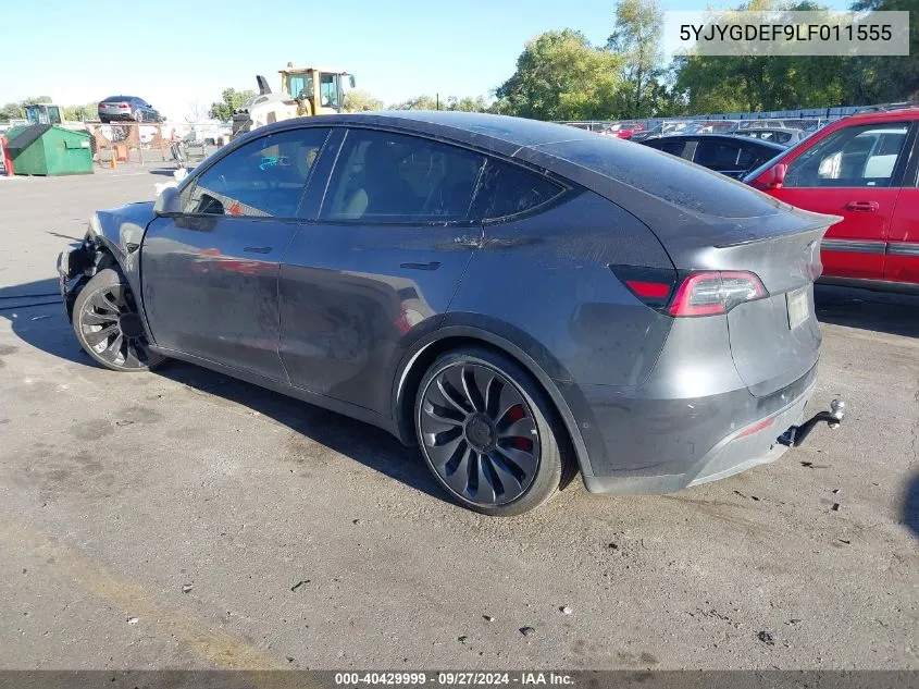 2020 Tesla Model Y Long Range Dual Motor All-Wheel Drive/Performance Dual Motor All-Wheel Drive VIN: 5YJYGDEF9LF011555 Lot: 40429999