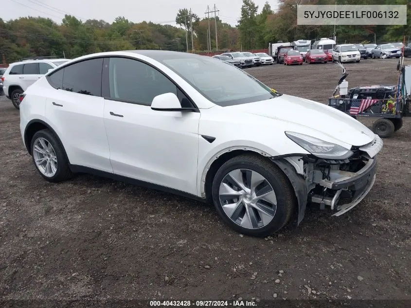 2020 Tesla Model Y Long Range Dual Motor All-Wheel Drive VIN: 5YJYGDEE1LF006132 Lot: 40432428