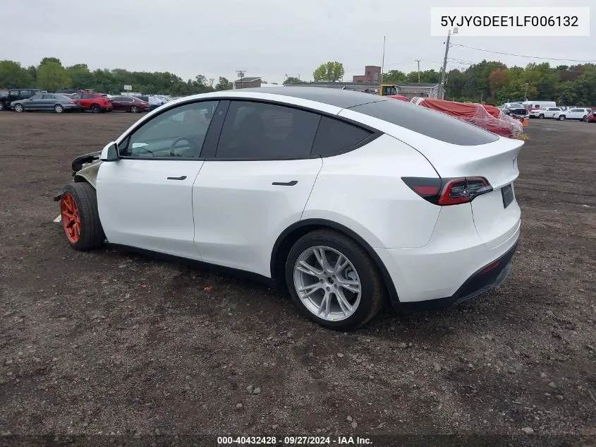 2020 Tesla Model Y Long Range Dual Motor All-Wheel Drive VIN: 5YJYGDEE1LF006132 Lot: 40432428