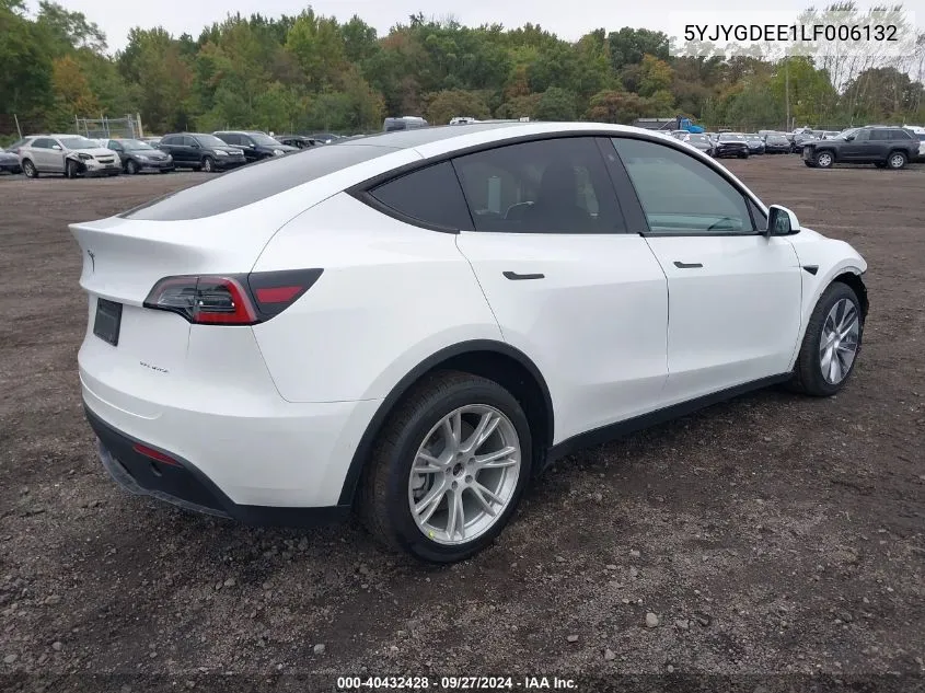 2020 Tesla Model Y Long Range Dual Motor All-Wheel Drive VIN: 5YJYGDEE1LF006132 Lot: 40432428