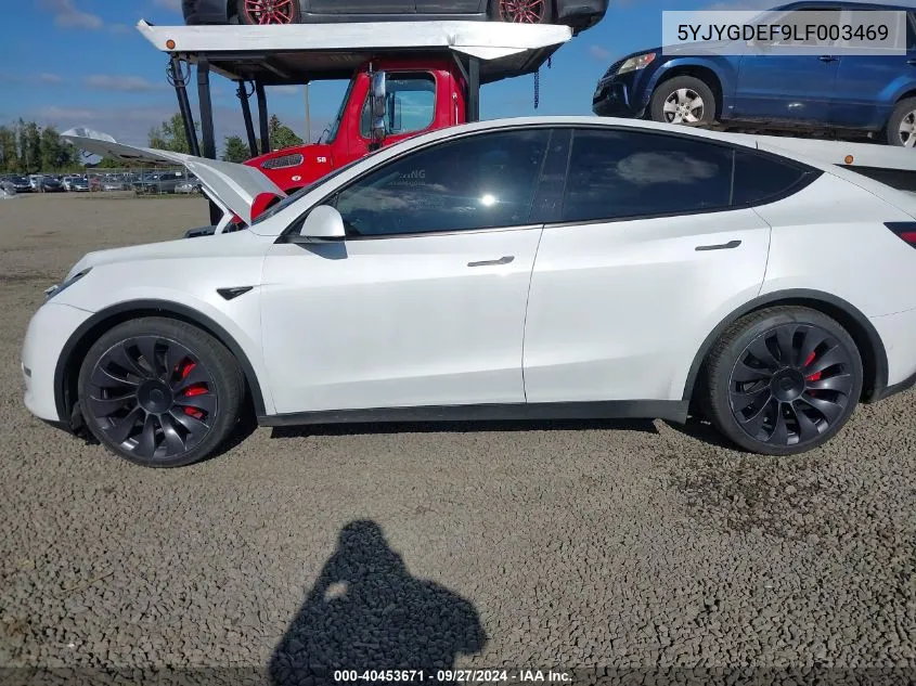 2020 Tesla Model Y Long Range Dual Motor All-Wheel Drive/Performance Dual Motor All-Wheel Drive VIN: 5YJYGDEF9LF003469 Lot: 40453671