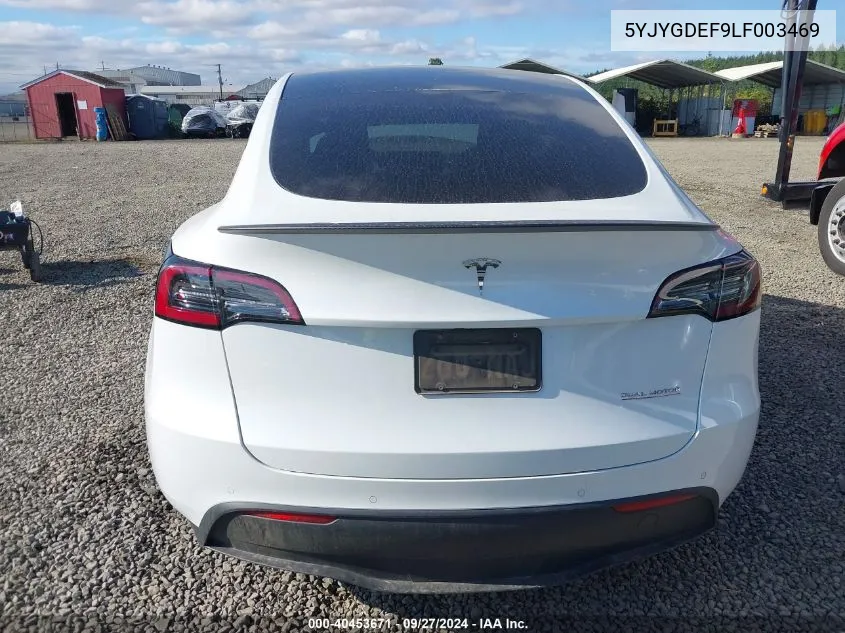 2020 Tesla Model Y Long Range Dual Motor All-Wheel Drive/Performance Dual Motor All-Wheel Drive VIN: 5YJYGDEF9LF003469 Lot: 40453671