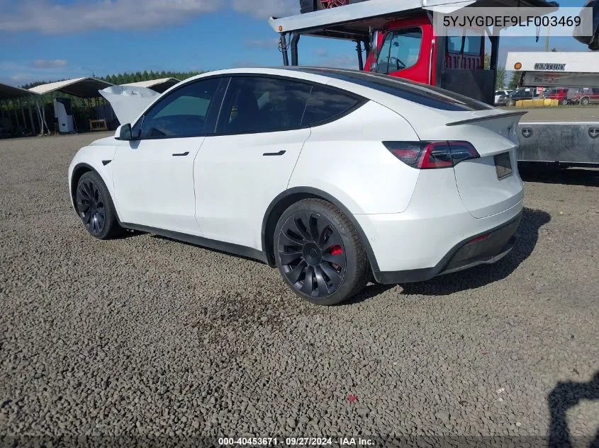 2020 Tesla Model Y Long Range Dual Motor All-Wheel Drive/Performance Dual Motor All-Wheel Drive VIN: 5YJYGDEF9LF003469 Lot: 40453671