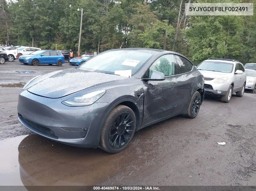 2020 Tesla Model Y Long Range Dual Motor All-Wheel Drive/Performance Dual Motor All-Wheel Drive VIN: 5YJYGDEF8LF002491 Lot: 40469874