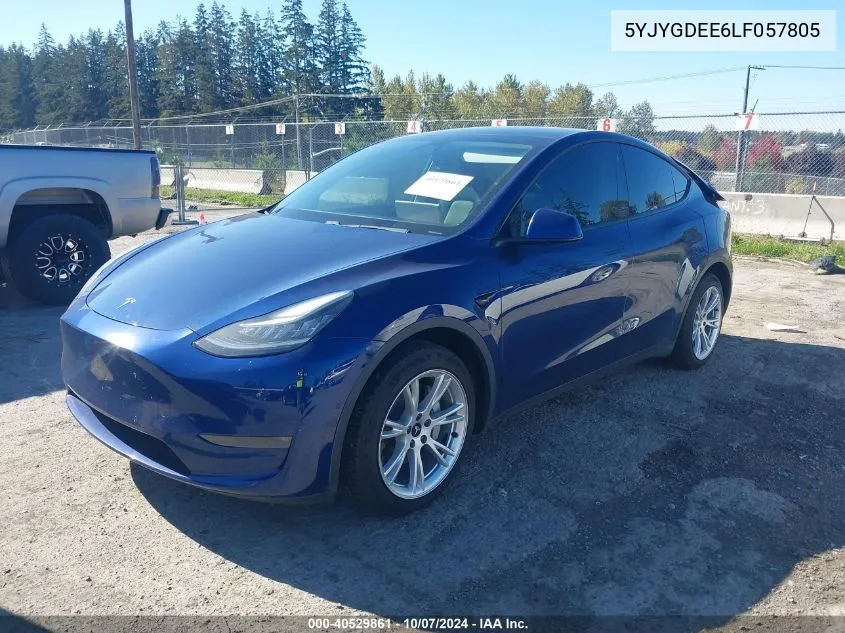 2020 Tesla Model Y Long Range Dual Motor All-Wheel Drive VIN: 5YJYGDEE6LF057805 Lot: 40529861