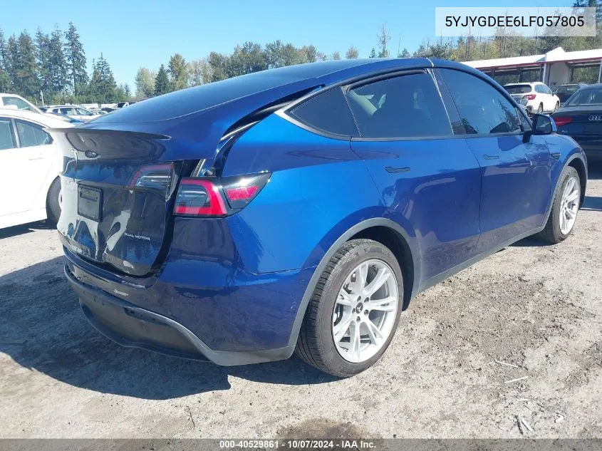 2020 Tesla Model Y Long Range Dual Motor All-Wheel Drive VIN: 5YJYGDEE6LF057805 Lot: 40529861