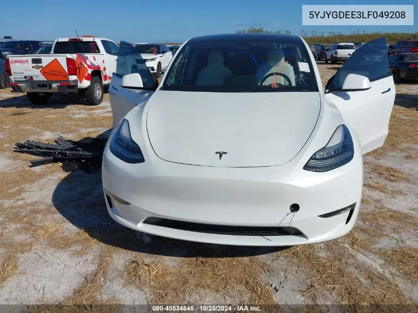 2020 Tesla Model Y Long Range Dual Motor All-Wheel Drive VIN: 5YJYGDEE3LF049208 Lot: 40534645