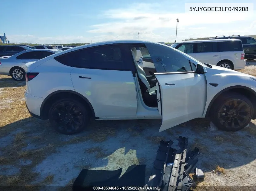 2020 Tesla Model Y Long Range Dual Motor All-Wheel Drive VIN: 5YJYGDEE3LF049208 Lot: 40534645