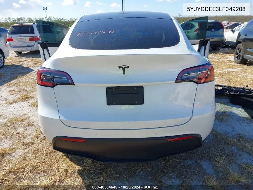 2020 Tesla Model Y Long Range Dual Motor All-Wheel Drive VIN: 5YJYGDEE3LF049208 Lot: 40534645