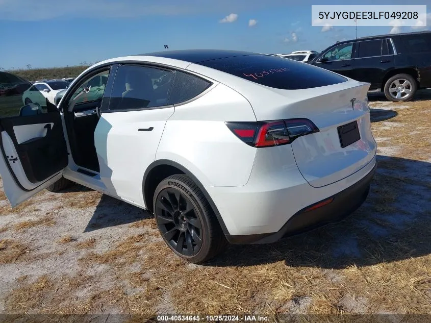 2020 Tesla Model Y Long Range Dual Motor All-Wheel Drive VIN: 5YJYGDEE3LF049208 Lot: 40534645