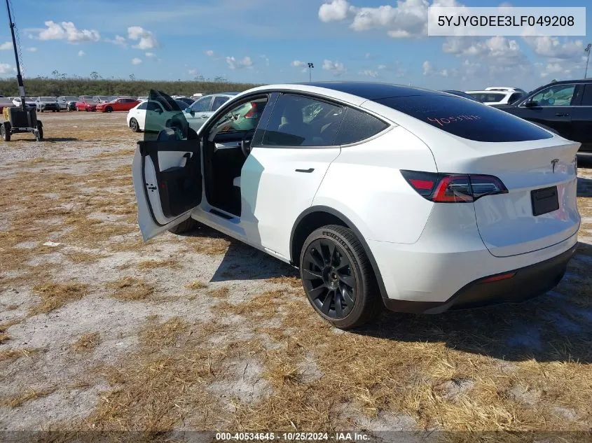 2020 Tesla Model Y Long Range Dual Motor All-Wheel Drive VIN: 5YJYGDEE3LF049208 Lot: 40534645