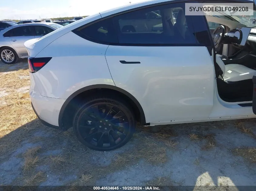 2020 Tesla Model Y Long Range Dual Motor All-Wheel Drive VIN: 5YJYGDEE3LF049208 Lot: 40534645